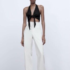 Festival Fairy NWT Zara Linen Tie Halter Top Size Medium Black Summer Spring